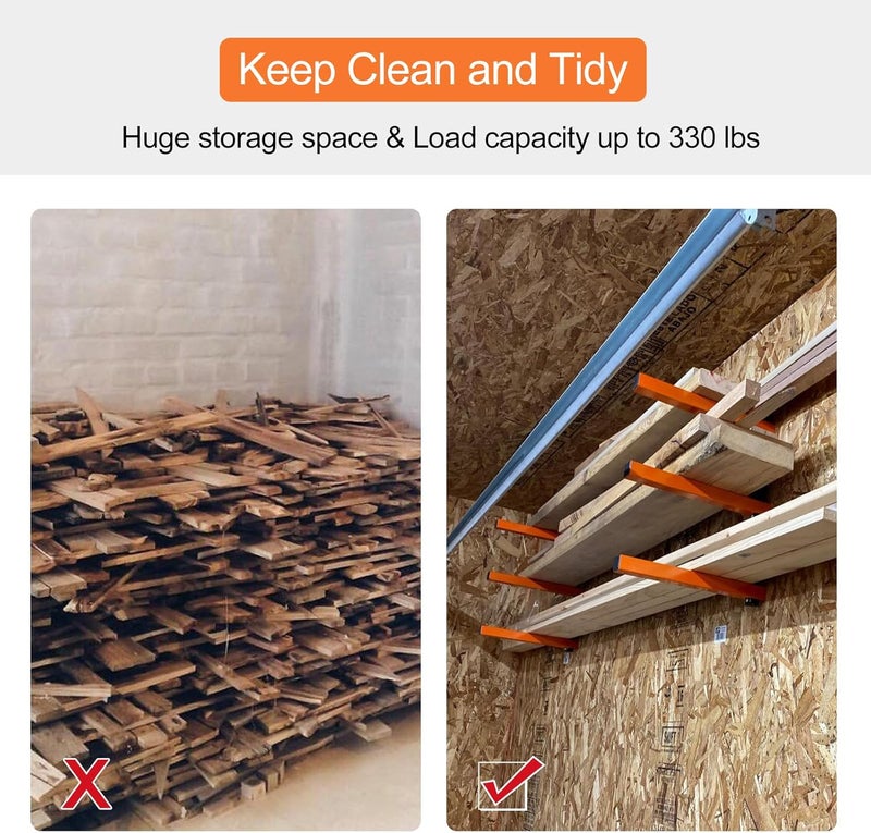 Ultrawall Wall Mount Wood Organizer and Lumber Storage Metal Rack with 3-Level - Indoor & Outdoor Use, 2 Pack - Image 4